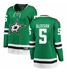 Women's Dallas Stars #5 Jamie Oleksiak Authentic Green Home Fanatics Branded Breakaway NHL Jersey