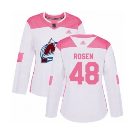 Women's Colorado Avalanche #48 Calle Rosen Authentic White Pink Fashion Hockey Jersey Women's Colorado Avalanche #48 Calle Rosen Authentic White Pink Fashion Hockey Jersey