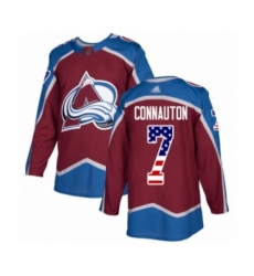 Men's Colorado Avalanche #7 Kevin Connauton Authentic Burgundy Red USA Flag Fashion Hockey Jersey