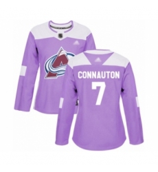 Women's Colorado Avalanche #7 Kevin Connauton Authentic Purple Fights Cancer Practice Hockey Jersey