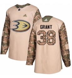 Men's Adidas Anaheim Ducks #38 Derek Grant Authentic Camo Veterans Day Practice NHL Jersey