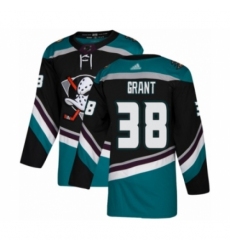 Men's Anaheim Ducks #38 Derek Grant Authentic Black Teal Alternate Hockey Jersey