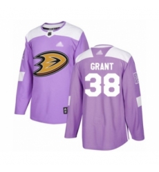 Men's Anaheim Ducks #38 Derek Grant Authentic Purple Fights Cancer Practice Hockey Jersey