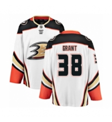 Men's Anaheim Ducks #38 Derek Grant Authentic White Away Fanatics Branded Breakaway Hockey Jersey