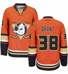 Men's Reebok Anaheim Ducks #38 Derek Grant Authentic Orange Third NHL Jersey