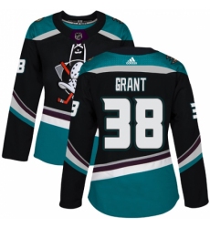 Women's Adidas Anaheim Ducks #38 Derek Grant Authentic Black Teal Third NHL Jersey