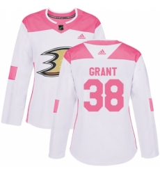 Women's Adidas Anaheim Ducks #38 Derek Grant Authentic White/Pink Fashion NHL Jersey