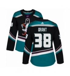 Women's Anaheim Ducks #38 Derek Grant Authentic Black Teal Alternate Hockey Jersey