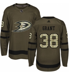 Youth Adidas Anaheim Ducks #38 Derek Grant Authentic Green Salute to Service NHL Jersey