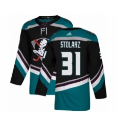 Youth Anaheim Ducks #31 Anthony Stolarz Authentic Black Teal Alternate Hockey Jersey