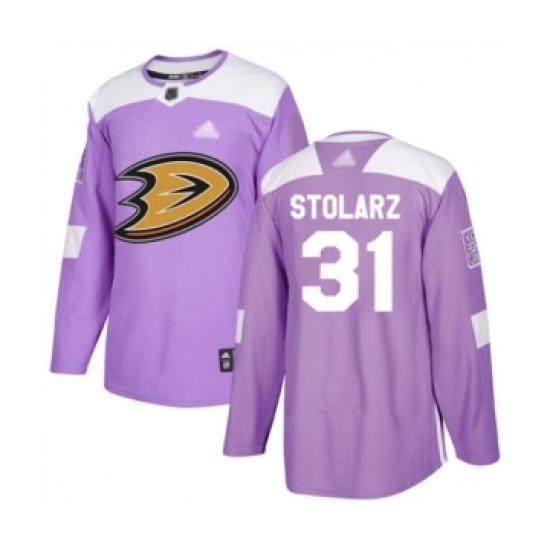 Youth Anaheim Ducks #31 Anthony Stolarz Authentic Purple Fights Cancer Practice Hockey Jersey Youth Anaheim Ducks #31 Anthony Stolarz Authentic Purple Fights Cancer Practice Hockey Jersey