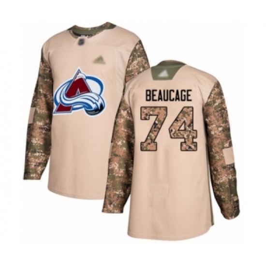 Men's Colorado Avalanche #74 Alex Beaucage Authentic Camo Veterans Day Practice Hockey Jersey Men's Colorado Avalanche #74 Alex Beaucage Authentic Camo Veterans Day Practice Hockey Jersey