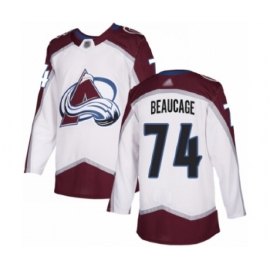 Men's Colorado Avalanche #74 Alex Beaucage Authentic White Away Hockey Jersey Men's Colorado Avalanche #74 Alex Beaucage Authentic White Away Hockey Jersey