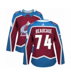Women's Colorado Avalanche #74 Alex Beaucage Authentic Burgundy Red Home Hockey Jersey Women's Colorado Avalanche #74 Alex Beaucage Authentic Burgundy Red Home Hockey Jersey