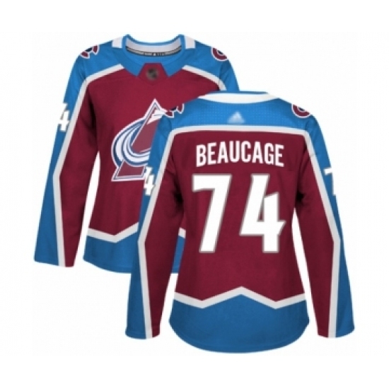 Women's Colorado Avalanche #74 Alex Beaucage Authentic Burgundy Red Home Hockey Jersey Women's Colorado Avalanche #74 Alex Beaucage Authentic Burgundy Red Home Hockey Jersey
