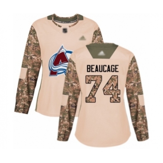 Women's Colorado Avalanche #74 Alex Beaucage Authentic Camo Veterans Day Practice Hockey Jersey Women's Colorado Avalanche #74 Alex Beaucage Authentic Camo Veterans Day Practice Hockey Jersey