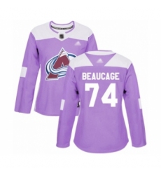 Women's Colorado Avalanche #74 Alex Beaucage Authentic Purple Fights Cancer Practice Hockey Jersey Women's Colorado Avalanche #74 Alex Beaucage Authentic Purple Fights Cancer Practice Hockey Jersey