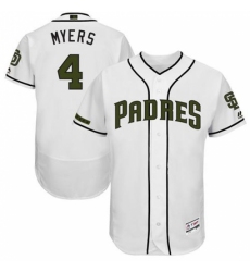 Men's Majestic San Diego Padres #4 Wil Myers White Memorial Day Authentic Collection Flex Base MLB Jersey