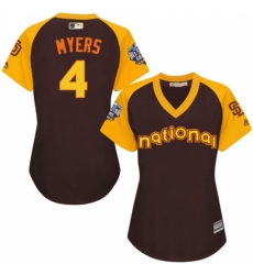 Women's Majestic San Diego Padres #4 Wil Myers Authentic Brown 2016 All-Star National League BP Cool Base Cool Base MLB Jersey