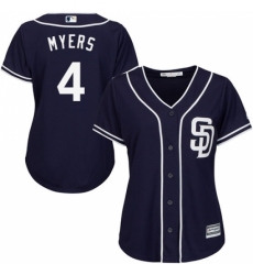 Women's Majestic San Diego Padres #4 Wil Myers Authentic Navy Blue Alternate 1 Cool Base MLB Jersey