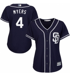 Women's Majestic San Diego Padres #4 Wil Myers Replica Navy Blue Alternate 1 Cool Base MLB Jersey