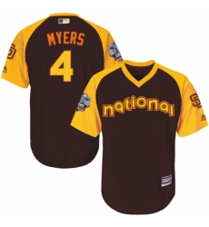 Youth Majestic San Diego Padres #4 Wil Myers Authentic Brown 2016 All-Star National League BP Cool Base Cool Base MLB Jersey