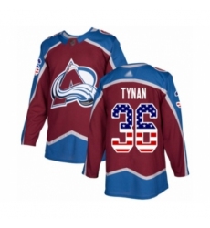 Men's Colorado Avalanche #36 T.J. Tynan Authentic Burgundy Red USA Flag Fashion Hockey Jersey