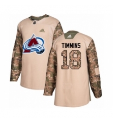 Men's Adidas Colorado Avalanche #18 Conor Timmins Authentic Camo Veterans Day Practice NHL Jersey