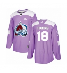 Men's Adidas Colorado Avalanche #18 Conor Timmins Authentic Purple Fights Cancer Practice NHL Jersey