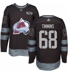 Men's Adidas Colorado Avalanche #68 Conor Timmins Authentic Black 1917-2017 100th Anniversary NHL Jersey