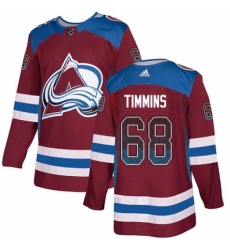 Men's Adidas Colorado Avalanche #68 Conor Timmins Authentic Burgundy Drift Fashion NHL Jersey