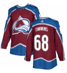 Men's Adidas Colorado Avalanche #68 Conor Timmins Authentic Burgundy Red Home NHL Jersey
