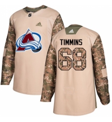 Men's Adidas Colorado Avalanche #68 Conor Timmins Authentic Camo Veterans Day Practice NHL Jersey
