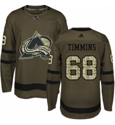 Men's Adidas Colorado Avalanche #68 Conor Timmins Premier Green Salute to Service NHL Jersey