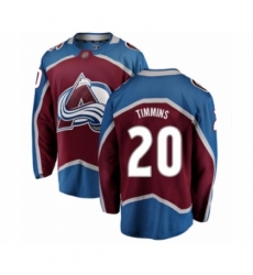 Men's Colorado Avalanche #20 Conor Timmins Authentic Maroon Home Fanatics Branded Breakaway Hockey Jersey