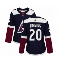 Women's Colorado Avalanche #20 Conor Timmins Authentic Navy Blue Alternate Hockey Jersey