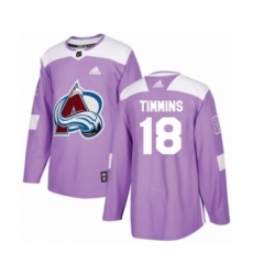 Youth Adidas Colorado Avalanche #18 Conor Timmins Authentic Purple Fights Cancer Practice NHL Jersey