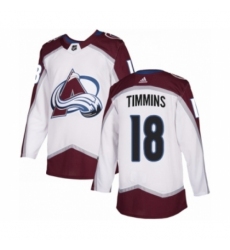 Youth Adidas Colorado Avalanche #18 Conor Timmins Authentic White Away NHL Jersey