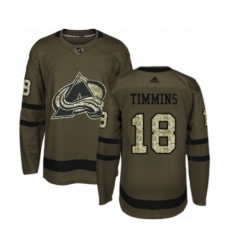 Youth Adidas Colorado Avalanche #18 Conor Timmins Premier Green Salute to Service NHL Jersey