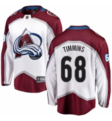 Youth Colorado Avalanche #68 Conor Timmins Fanatics Branded White Away Breakaway NHL Jersey