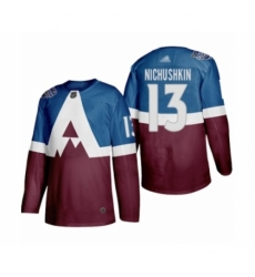 Men's Colorado Avalanche #13 Valeri Nichushkin Authentic Burgundy Blue 2020 Stadium Series Hockey Jersey
