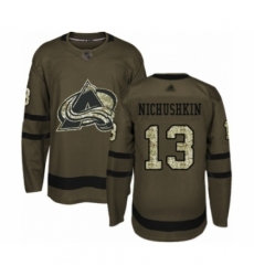 Men's Colorado Avalanche #13 Valeri Nichushkin Authentic Green Salute to Service Hockey Jersey