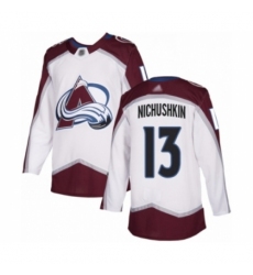 Men's Colorado Avalanche #13 Valeri Nichushkin Authentic White Away Hockey Jersey