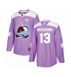 Youth Colorado Avalanche #13 Valeri Nichushkin Authentic Purple Fights Cancer Practice Hockey Jersey