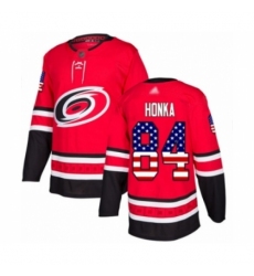 Men's Carolina Hurricanes #84 Anttoni Honka Authentic Red USA Flag Fashion Hockey Jersey