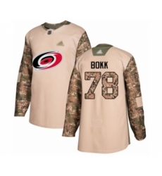 Men's Carolina Hurricanes #78 Dominik Bokk Authentic Camo Veterans Day Practice Hockey Jersey