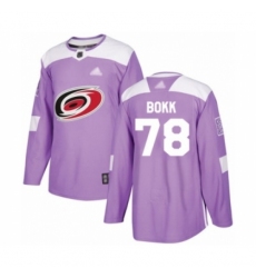 Men's Carolina Hurricanes #78 Dominik Bokk Authentic Purple Fights Cancer Practice Hockey Jersey