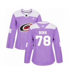 Women's Carolina Hurricanes #78 Dominik Bokk Authentic Purple Fights Cancer Practice Hockey Jersey