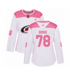 Women's Carolina Hurricanes #78 Dominik Bokk Authentic White Pink Fashion Hockey Jersey