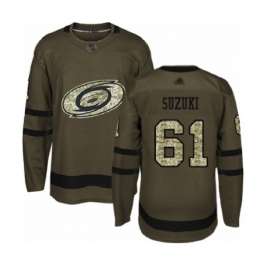 Men's Carolina Hurricanes #61 Ryan Suzuki Authentic Green Salute to Service Hockey Jersey Men's Carolina Hurricanes #61 Ryan Suzuki Authentic Green Salute to Service Hockey Jersey
